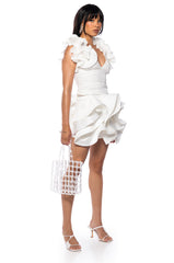 MAIN CHARACTER ENERGY RUFFLED BLOUSE IN WHITE