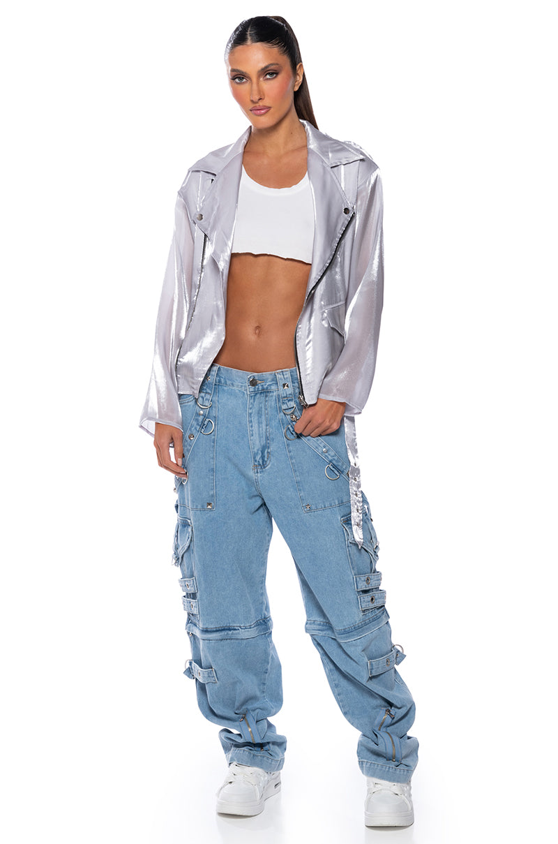 MAKE A MOVE EXTRA WIDE BAGGY CARGO JEANS