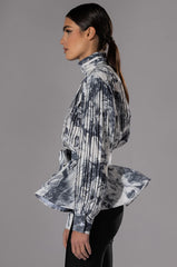 MARBLE PEPLUM BLOUSE