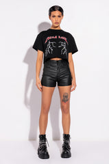 MEGA EMBELLISHED OPEN BACK CROP TSHIRT
