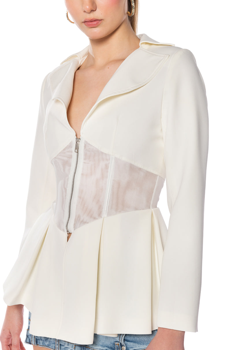 MILA CORSETED PEPLUM BLAZER