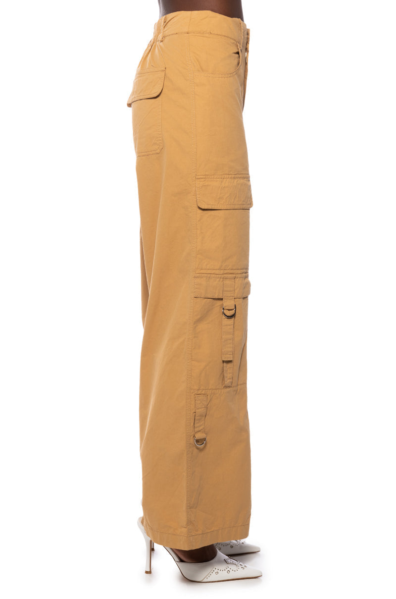 MINDING MINE WIDE LEG CARGO PANT IN BEIGE