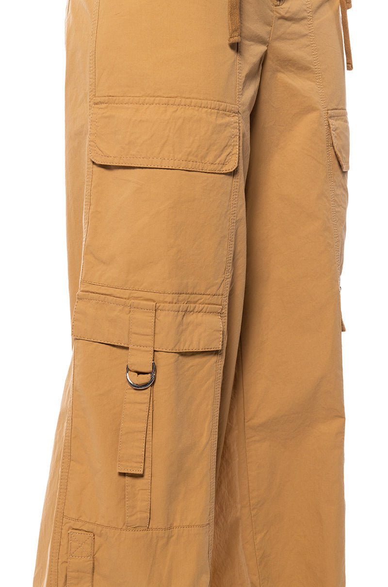MINDING MINE WIDE LEG CARGO PANT IN BEIGE