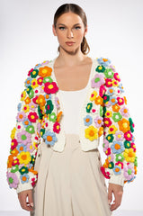MOTHER NATURE FLOWER DETAIL CARDIGAN