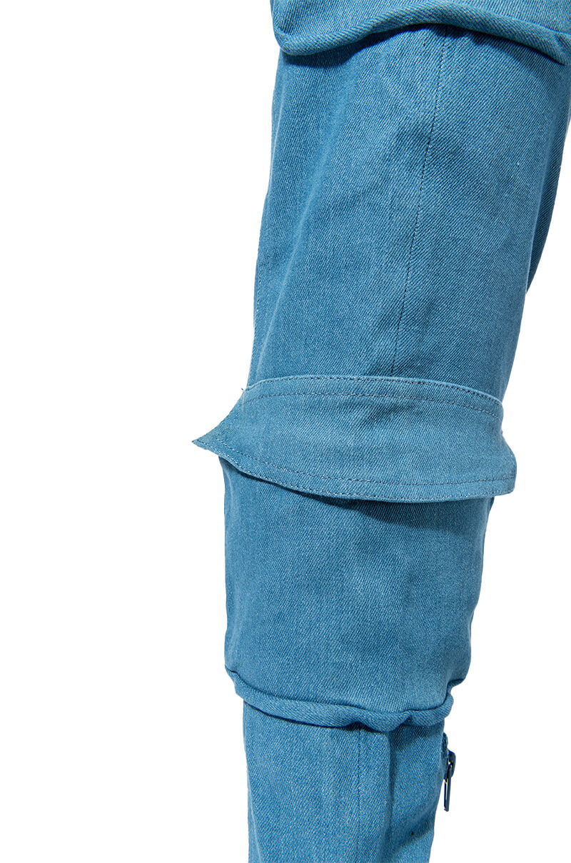 MOTOFOX STILETTO OVER THE KNEE BOOT IN BLUE DENIM