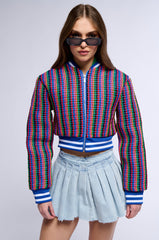 MULTI WOVEN BOMBER JACKET