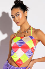 MULTITUDE PATCHWORK HANDKERCHIEF CROP TOP