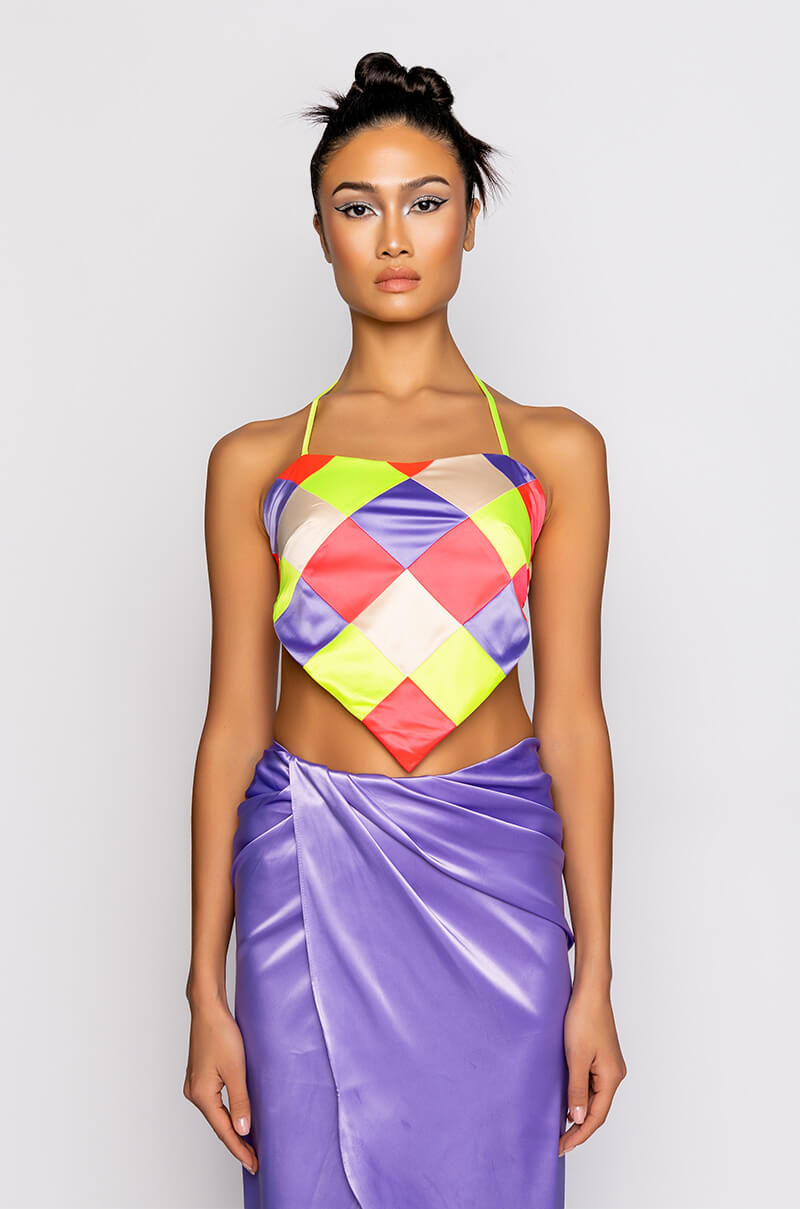 MULTITUDE PATCHWORK HANDKERCHIEF CROP TOP