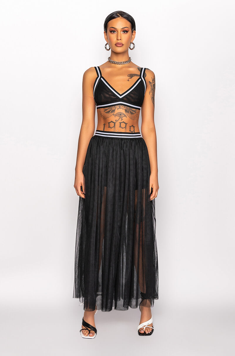 OFF DUTY MESH MAXI SKIRT