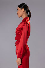 NEVER BORING SATIN SNAP FRONT PULLOVER
