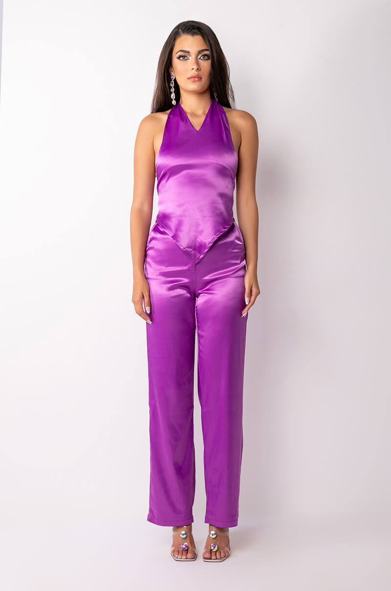 NEW HORIZONS SATIN WIDE LEG TROUSERS