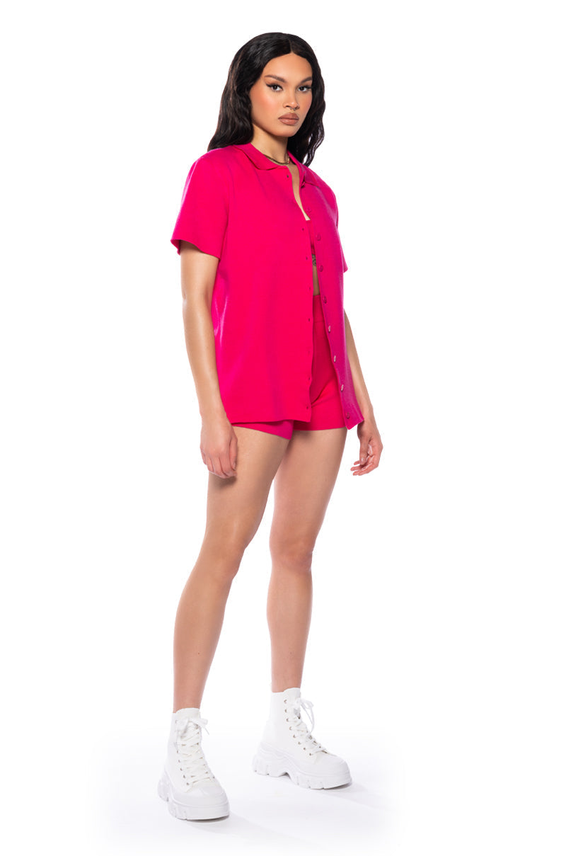 NIGHTS ALONE KNIT BUTTON DOWN SHIRT