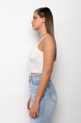 NOT YOURS CORSET DETAIL CROP RIBBED TANK
