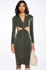 NOTHING TO PROVE MIDI DRESS WITH WAIST CUT OUT