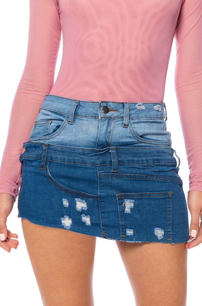 NOTICE ME DENIM MINI SKIRT