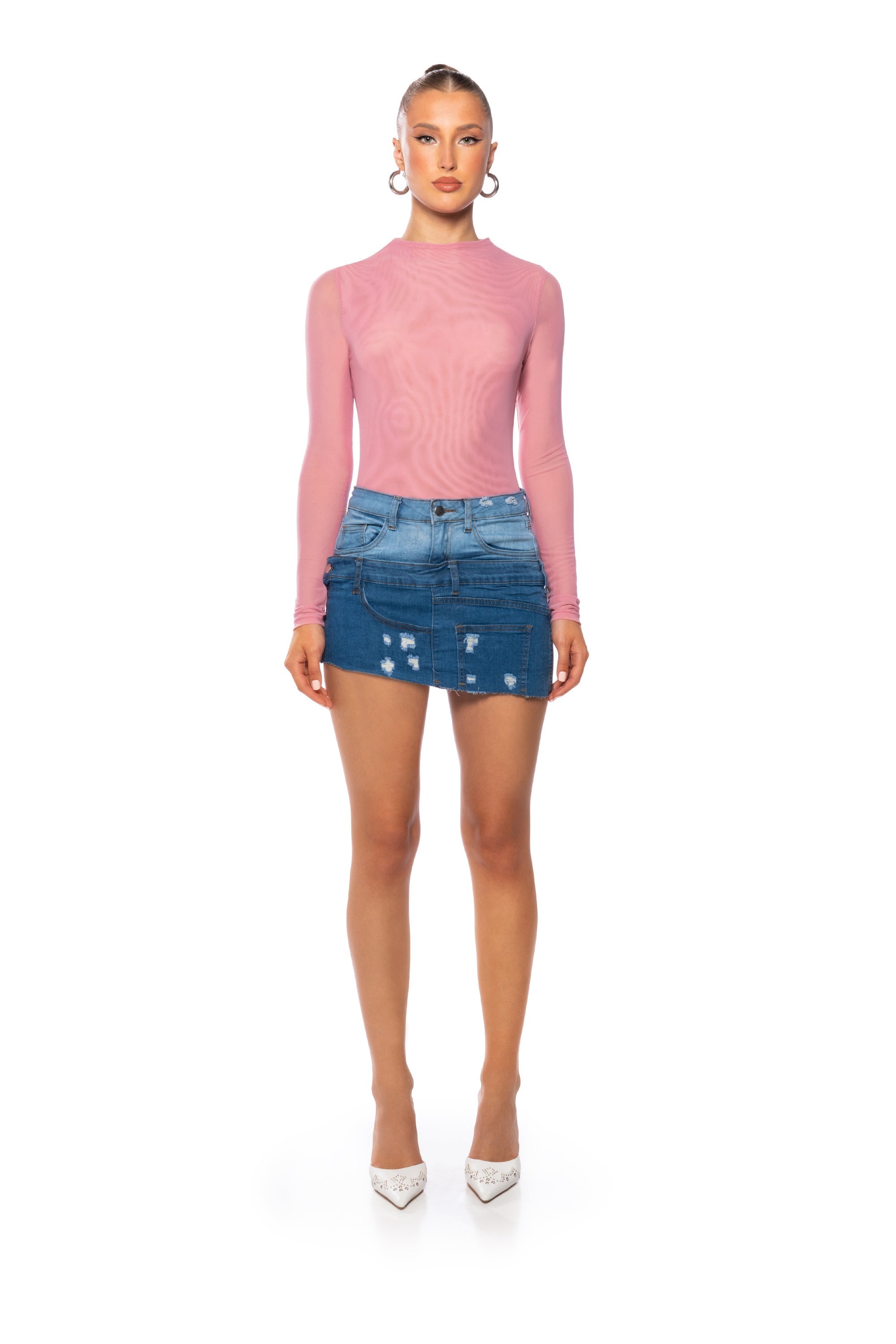 NOTICE ME DENIM MINI SKIRT