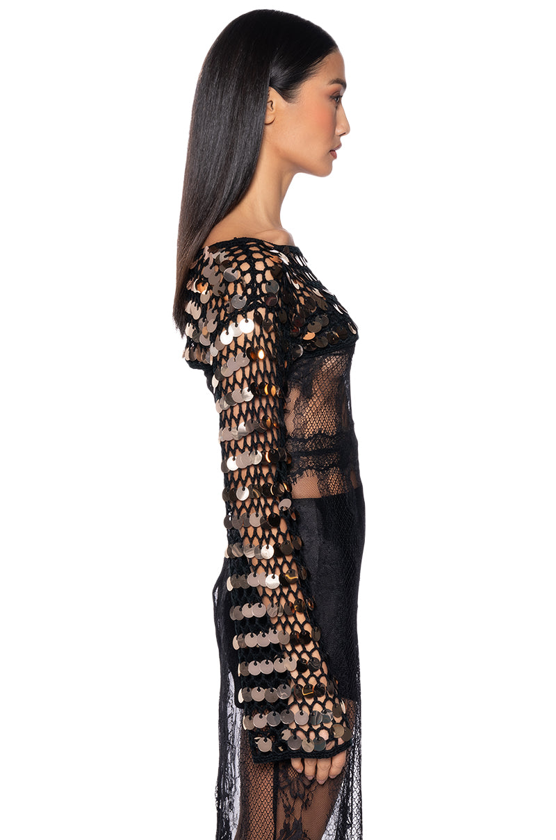 NOVA ULTRA CROP SEQUIN SWEATER