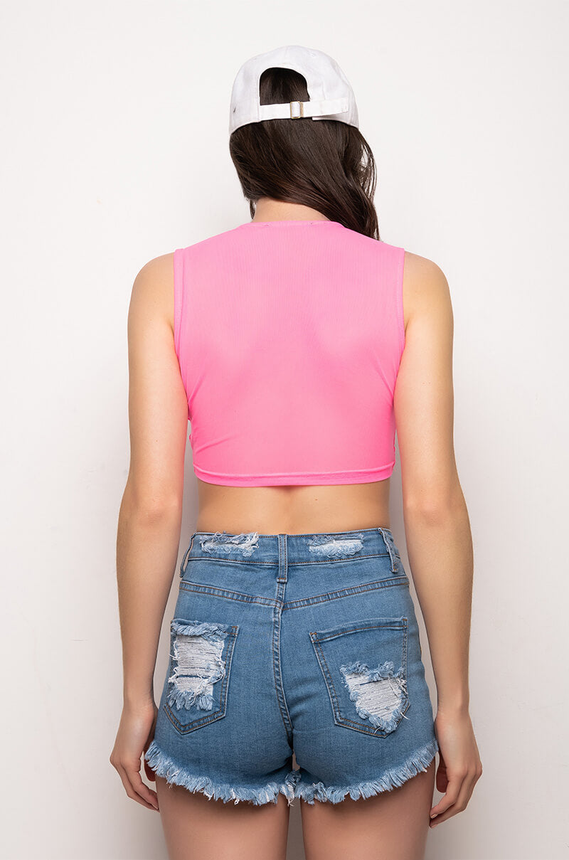 OAHU KNOTTED MESH CROP TANK