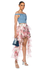 ONCE UPON A DREAM FLORAL RUFFLED MAXI SKIRT