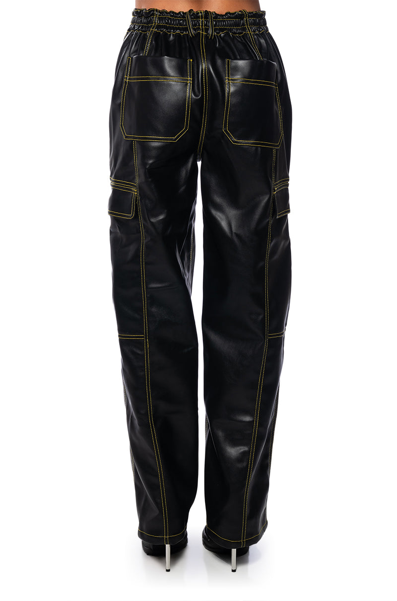 CASSIE CARGO FAUX LEATHER PANT