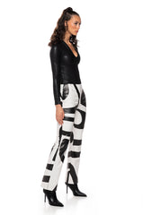 PAXTON FAUX LEATHER LONG SLEEVE BODYSUIT