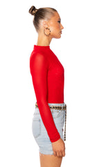 PAXTON SEXY DOUBLE MESH LONG SLEEVE BODYSUIT