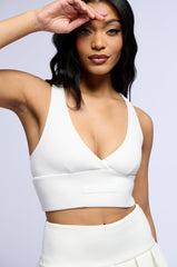 PAXTON SUPER LUXE SLEEVELESS LONGLINE BRALETTE TOP IN WHITE