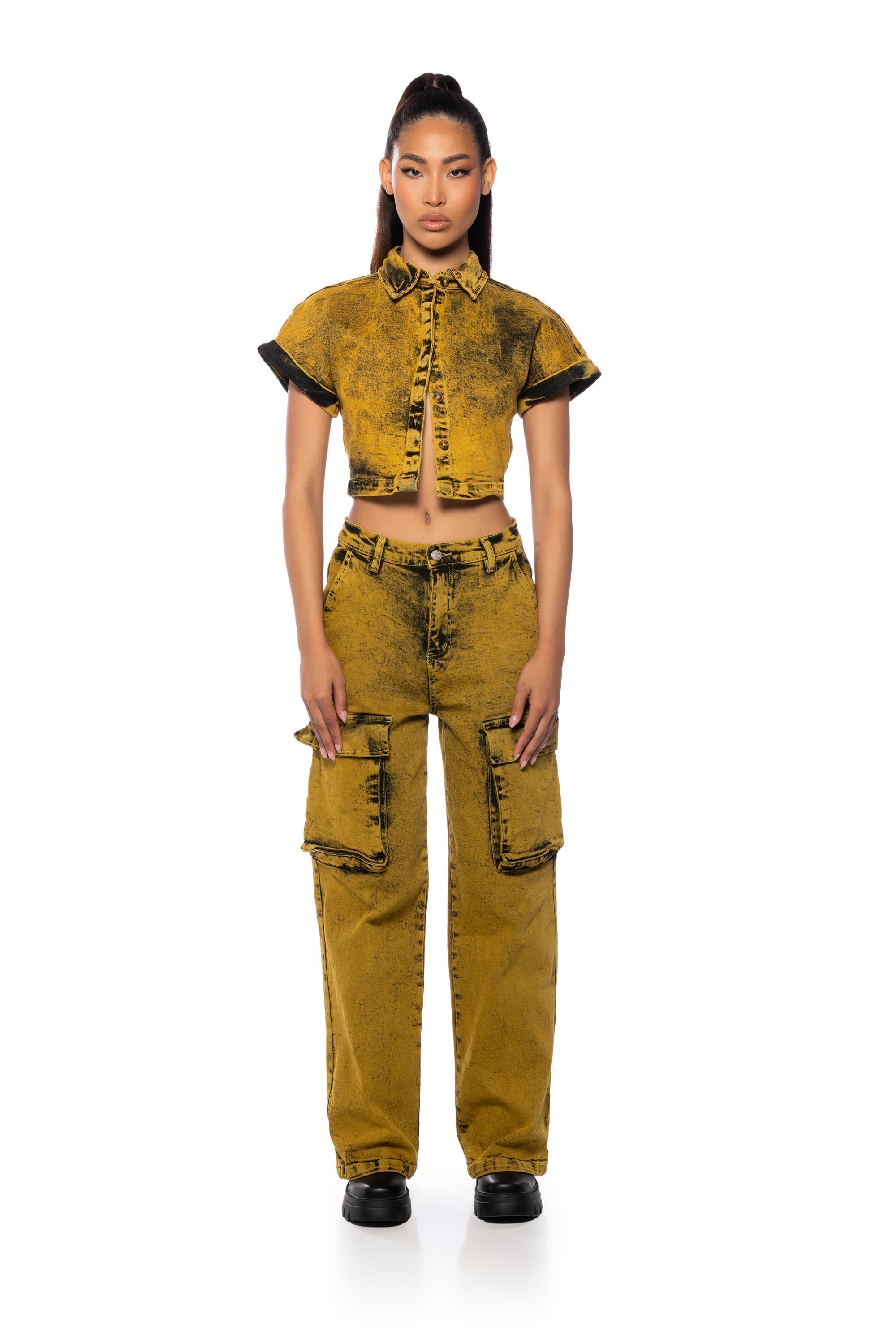 PHOENIX ACID WASH WIDE LEG JEANS