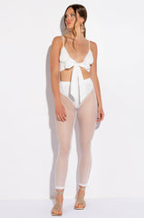 PICNIC IN THE PARK WOVEN TIE FRONT POPLIN BRALETTE