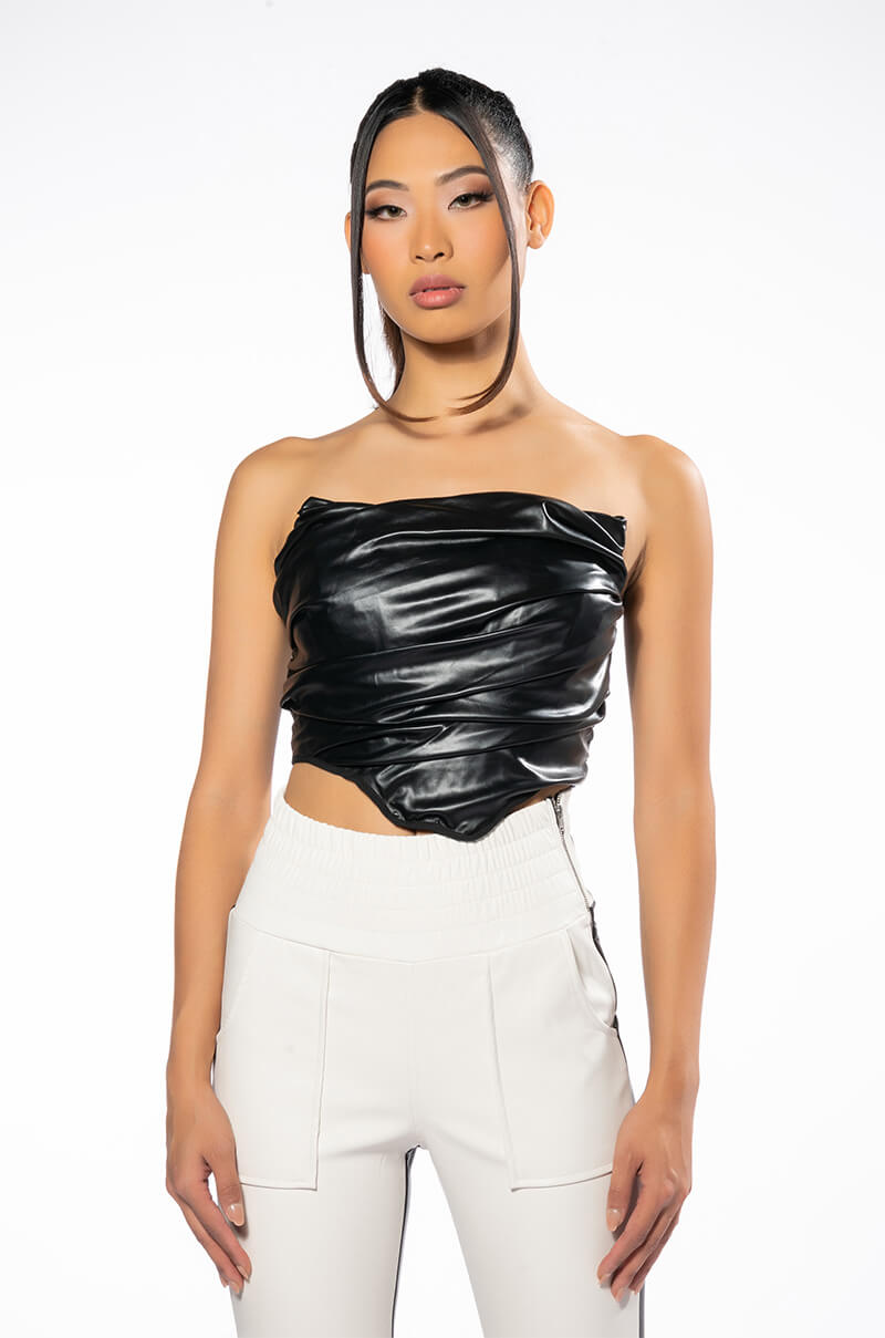 PIPE UP FAUX LEATHER CORSET