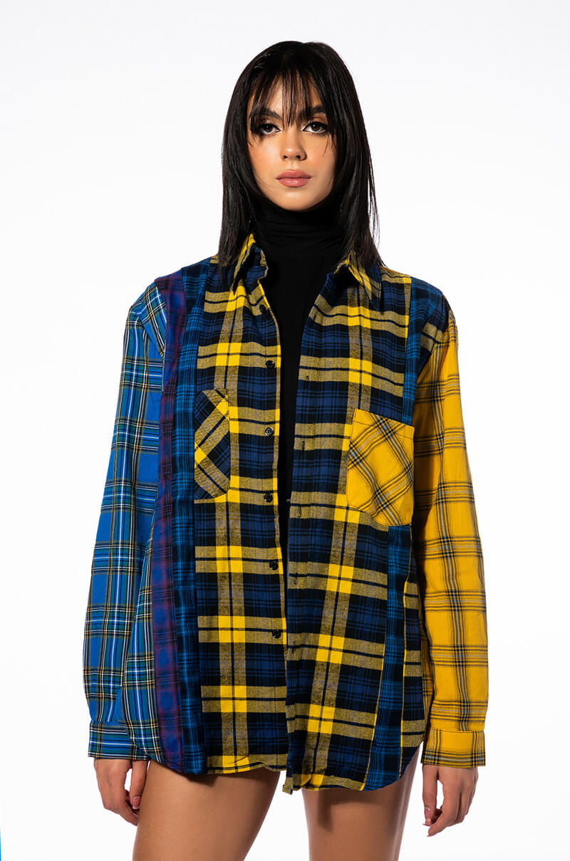 PLAID ROMANCE BUTTON DOWN BLOUSE