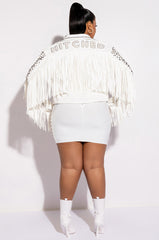 PLUS KARL WON THE JACKPOT FRINGE HITCHED MOTO JACKET