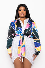 PLUS CHIQUITA SATIN TIE FRONT BLOUSE