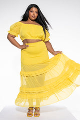 PLUS DELILAH OFF THE SHOULDER CROP TOP