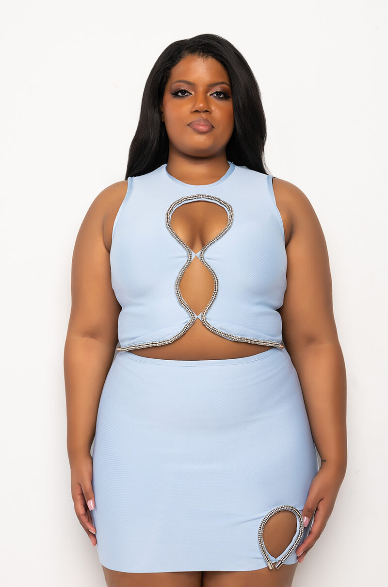 PLUS DRESS ME UP BANDAGE RHINESTONE TOP