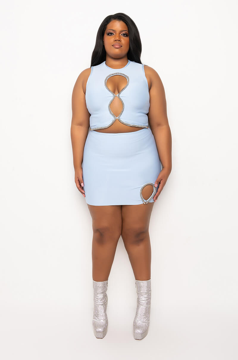 PLUS DRESS ME UP BANDAGE RHINESTONE TOP
