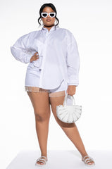 PLUS LILA LAYERED LOOK ASYMMETRICAL POPLIN BLOUSE