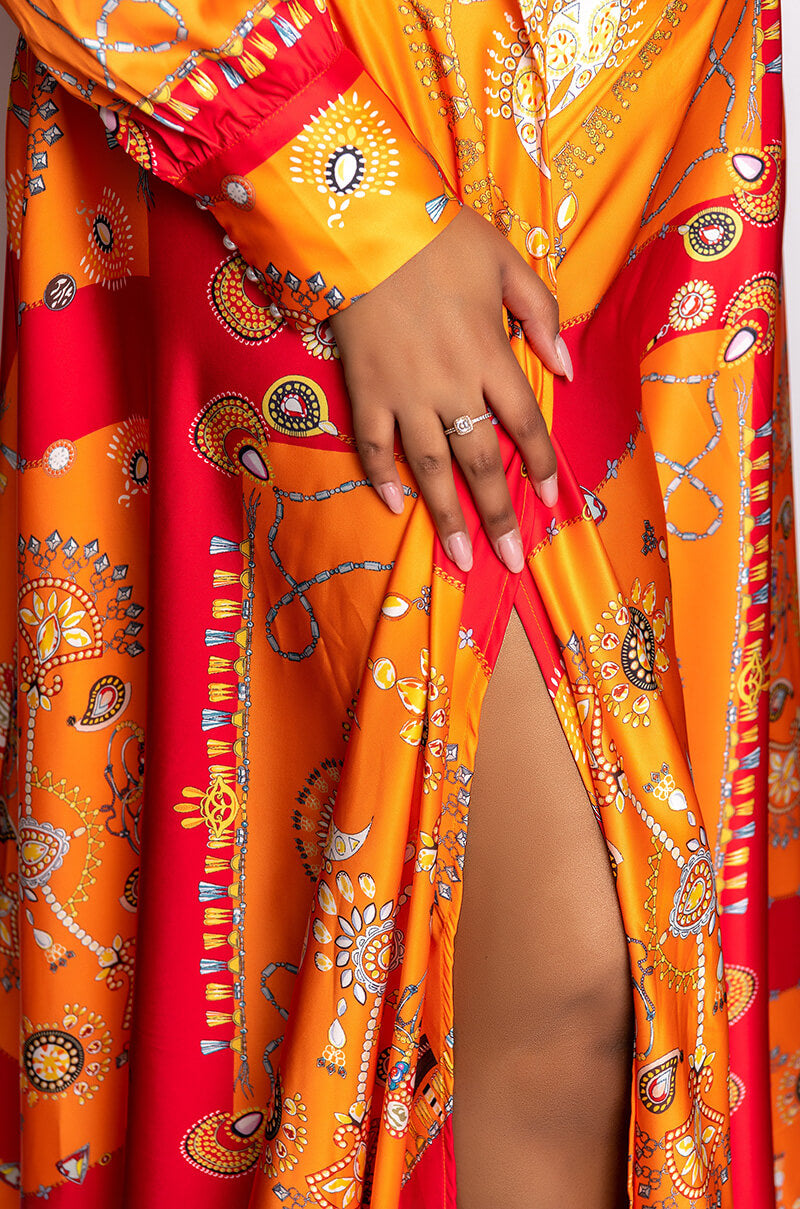 PLUS PLACES TO BE SATIN MAXI WRAP SKIRT
