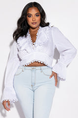 PLUS KIERA LACE UP BACK CROPPED BLOUSE