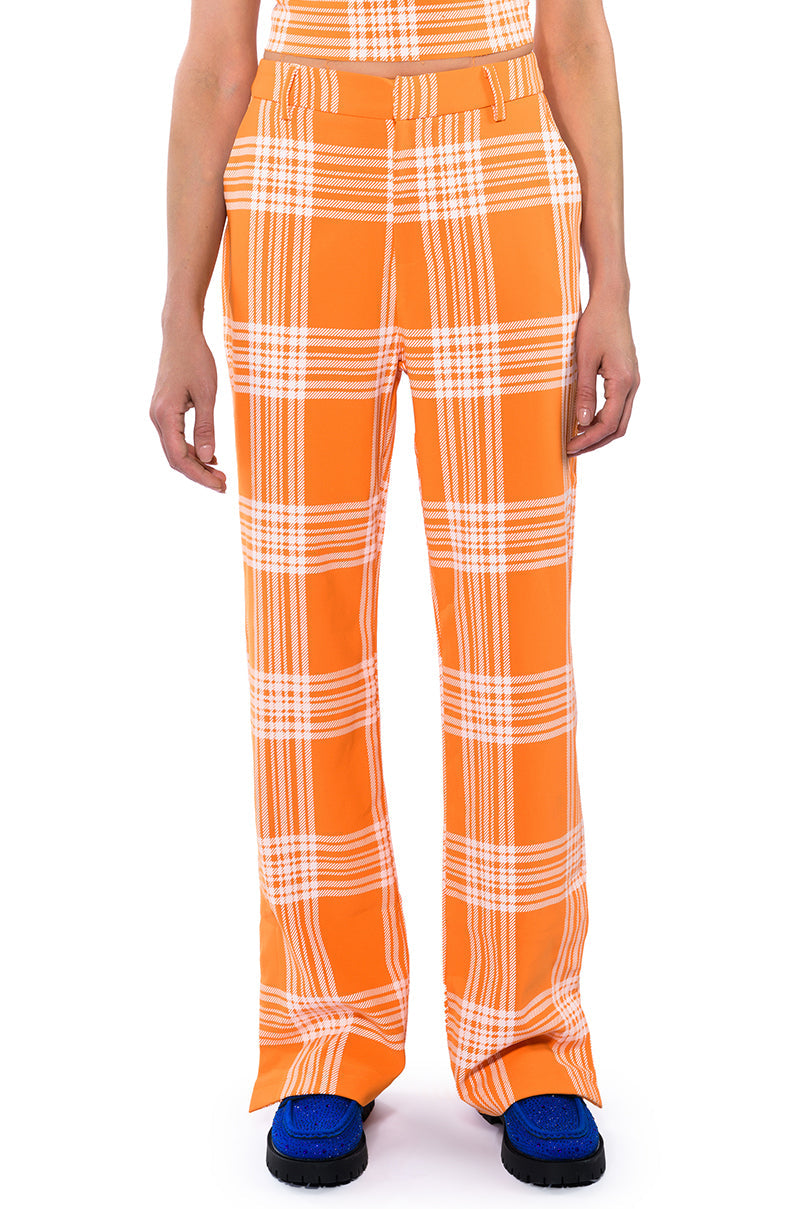 POPSICLE BRIGHT PLAID STRAIGHT LEG TROUSER
