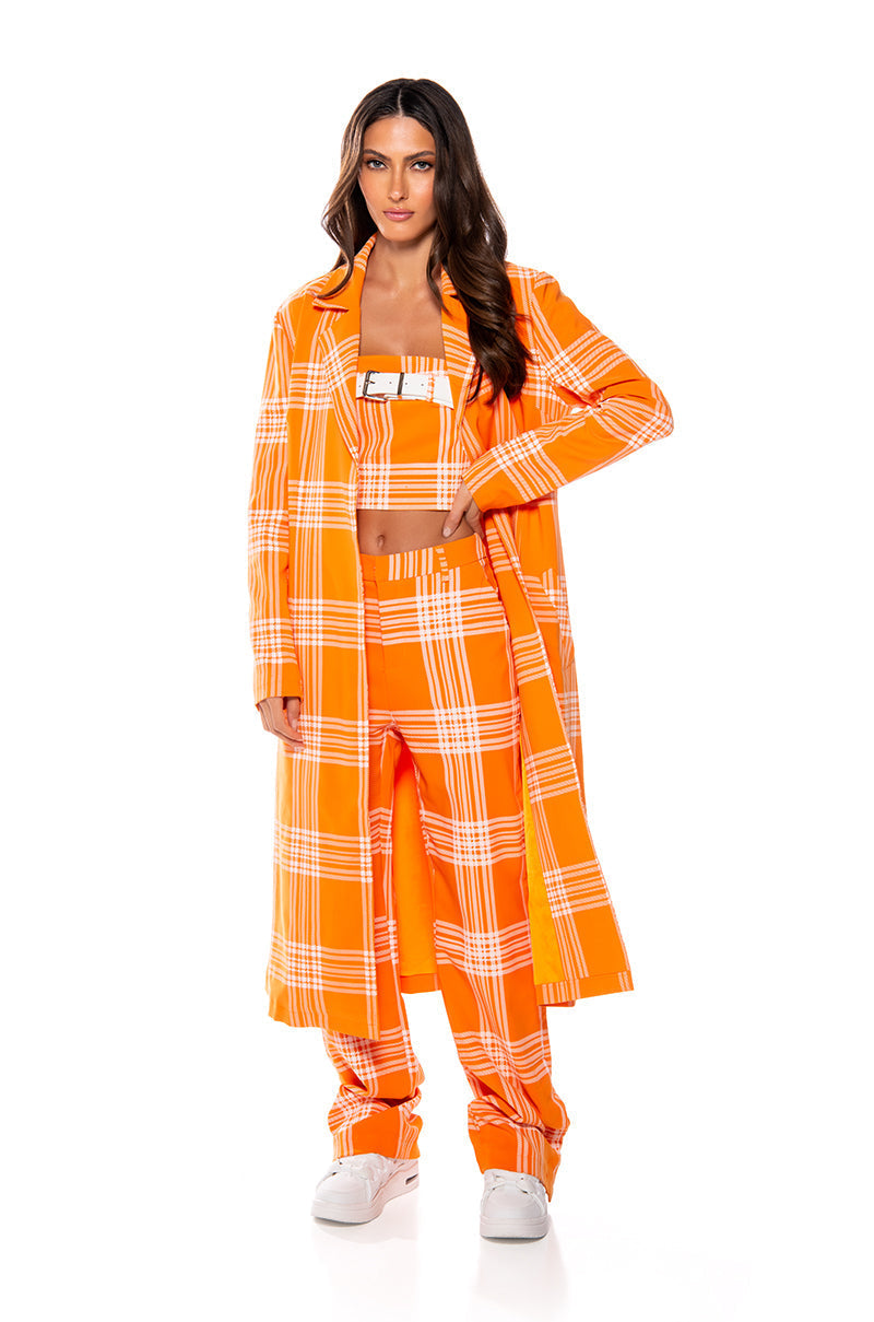 POPSICLE BRIGHT PLAID STRAIGHT LEG TROUSER