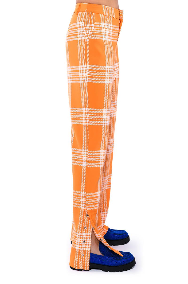 POPSICLE BRIGHT PLAID STRAIGHT LEG TROUSER
