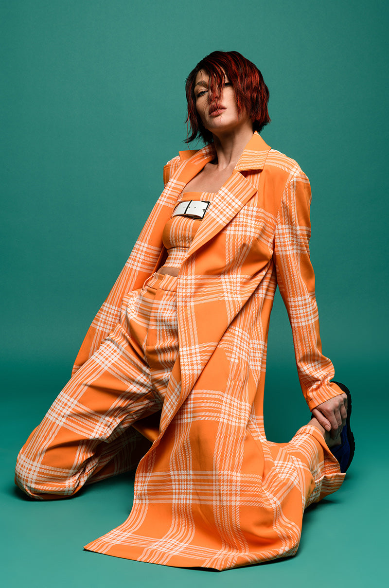 POPSICLE BRIGHT PLAID TRENCH COAT