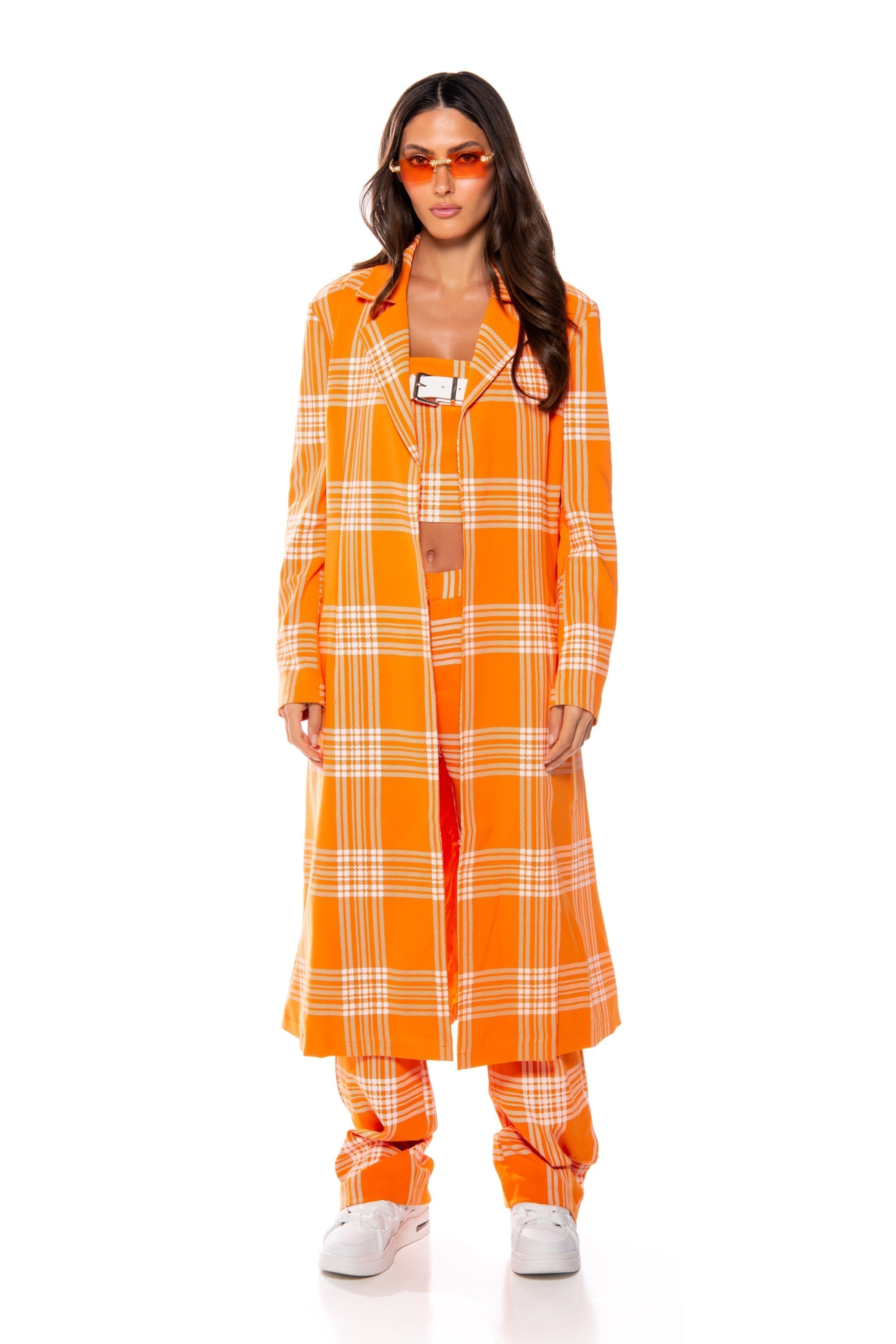 POPSICLE BRIGHT PLAID TRENCH COAT