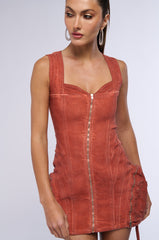 DUNE DISTRESSED DENIM MINI DRESS