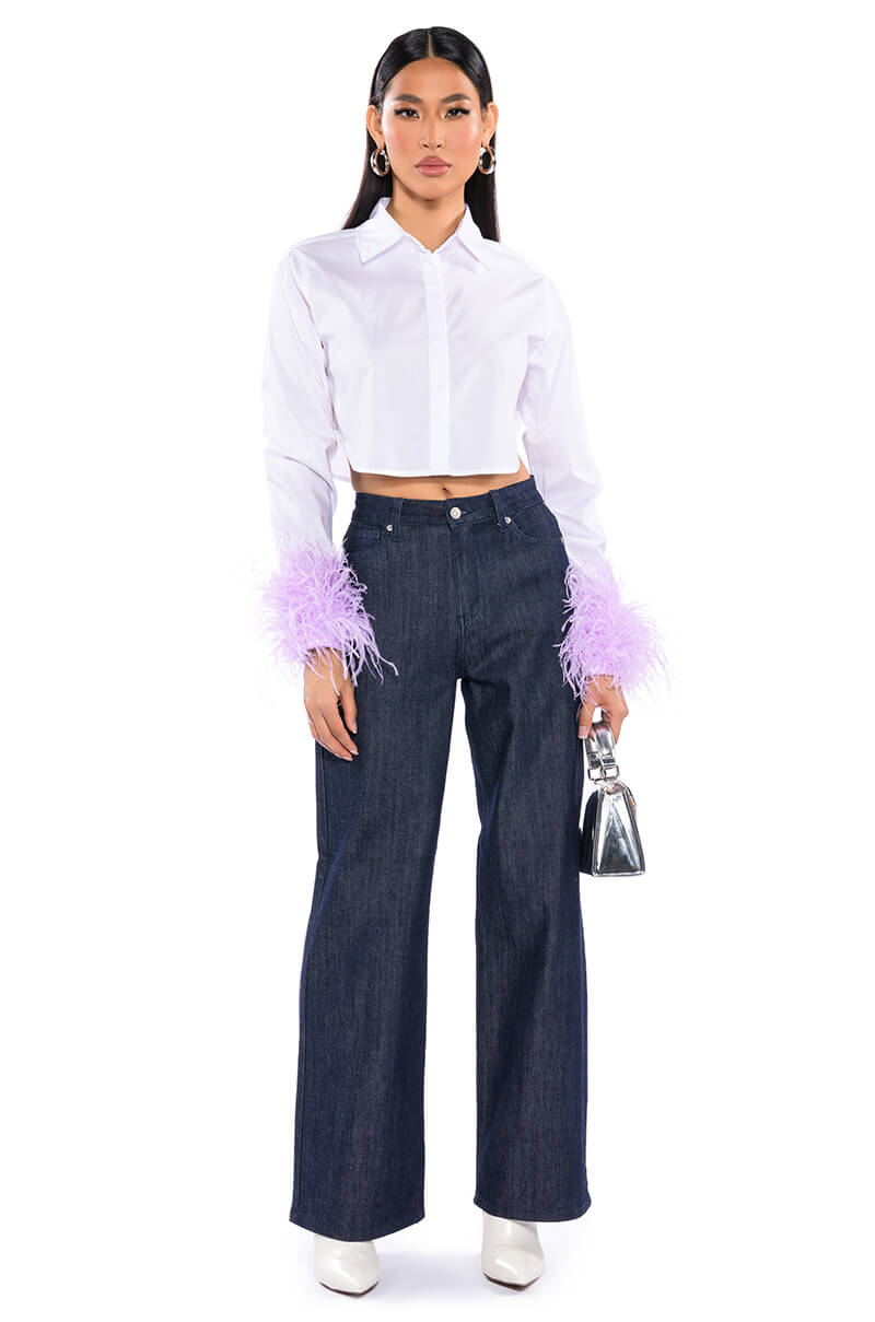 RAW DENIM WIDE LEG JEANS