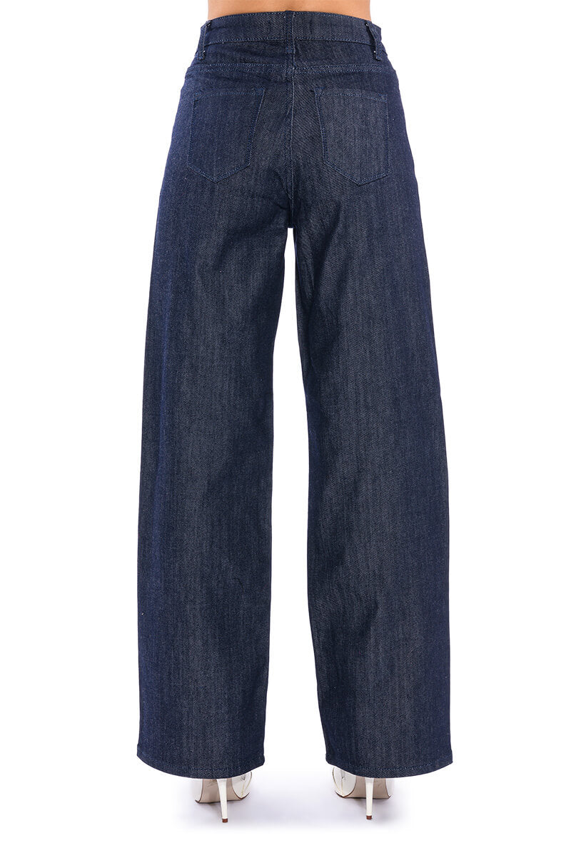 RAW DENIM WIDE LEG JEANS