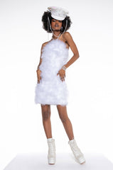 REAL LIFE MUSE MINI FAUX FEATHERS DRESS