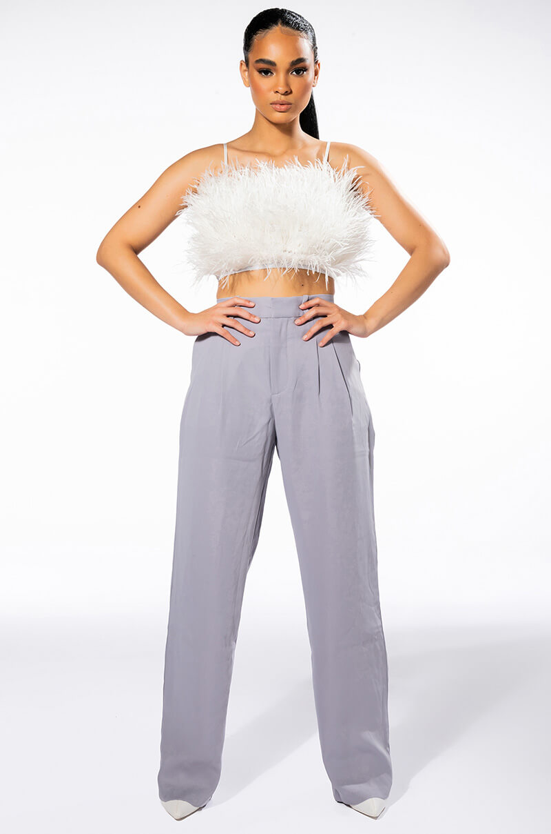 REAL OSTRICH FEATHERS CROP MESH BANDEAU