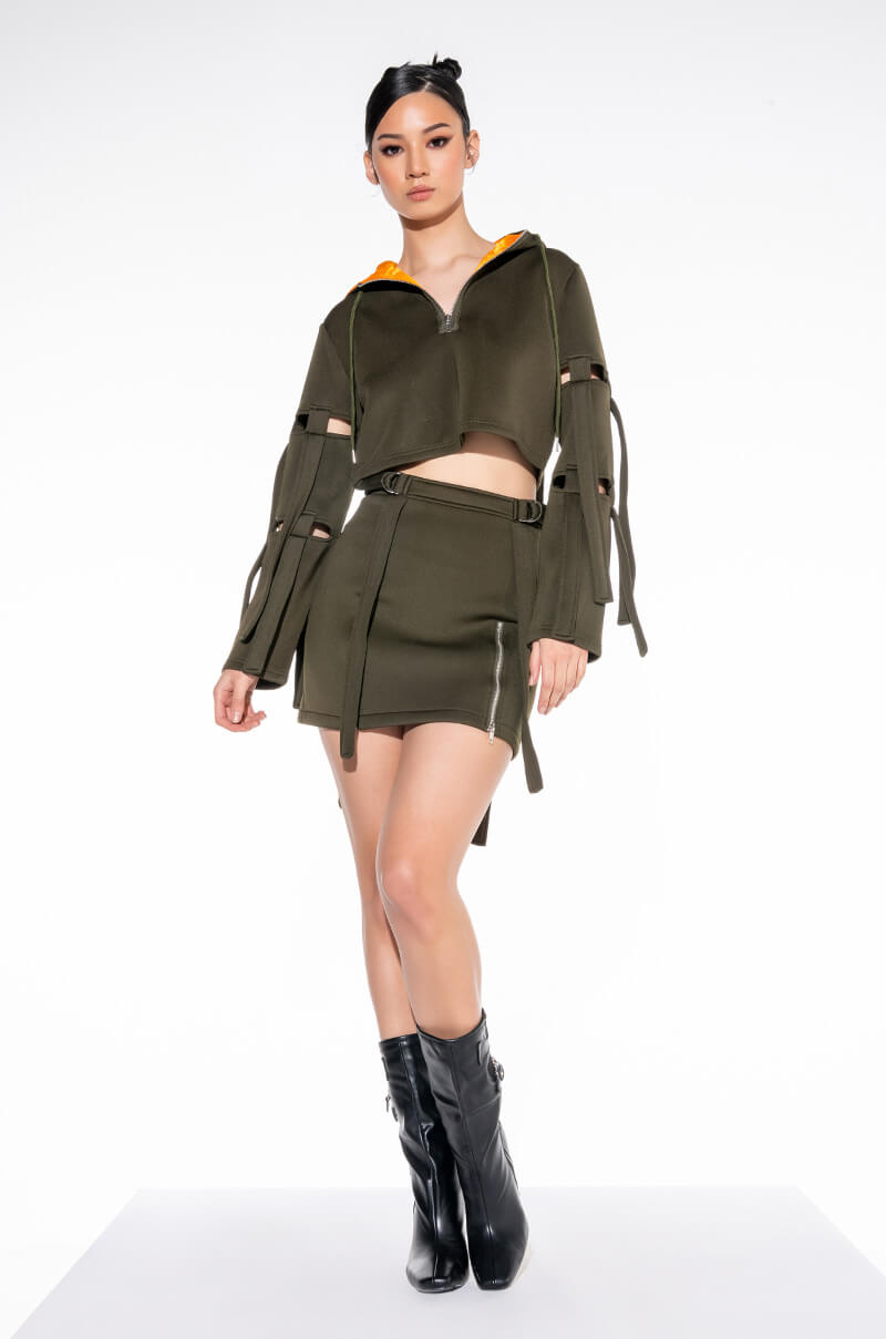 REPORTING FOR DUTY STRAPPY SCUBA MINI SKIRT